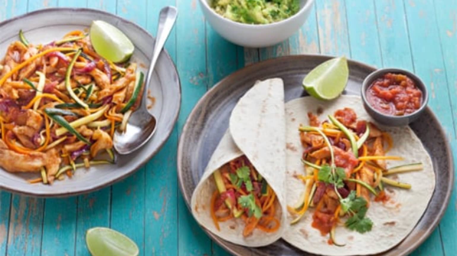 Fajitas poulet et légumes croquants, sauce aigre-douce